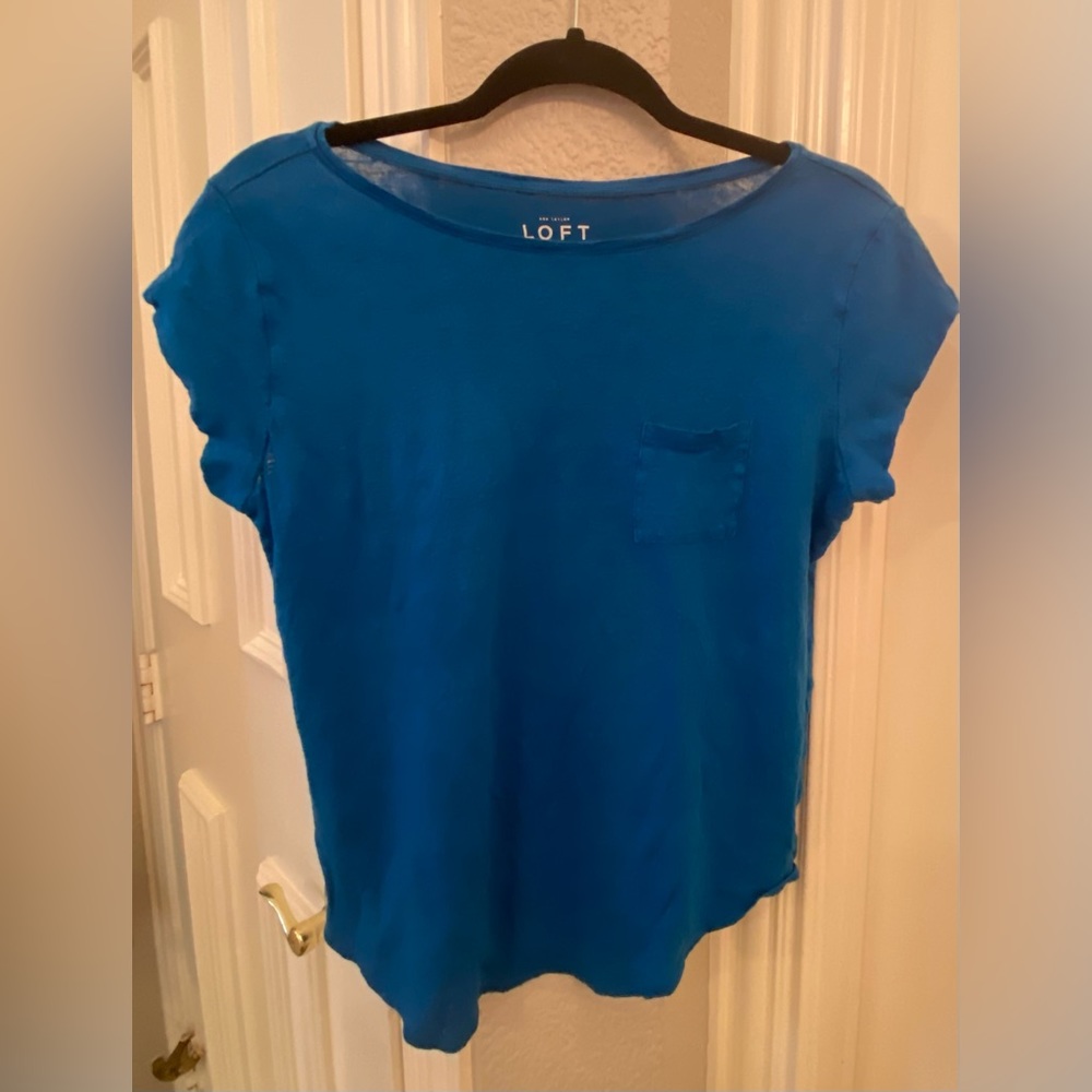 Bright Blue Anne Taylor Loft Pocket Tee